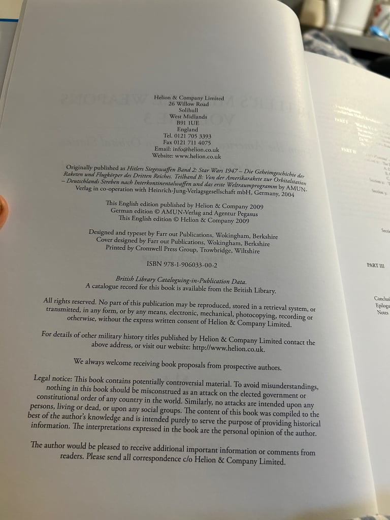 Hitler’s Miracle Weapons. Volume 3. Hardback