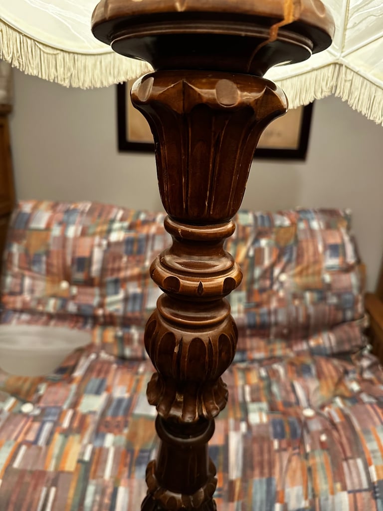 Old vintage standing lamp with lampshade 