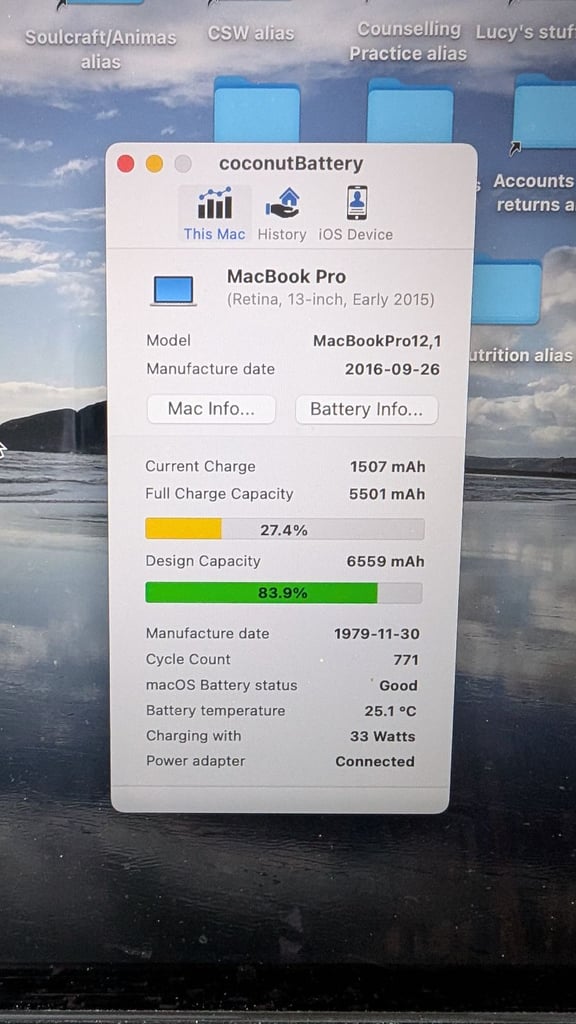 MacBook Pro 2015 13inch 500Gb 8Gb 83%-battery health, with power supply