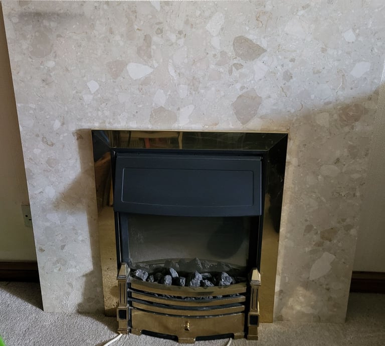image for Marble Fireplace and Hearth + Simplex electric coal effect fire