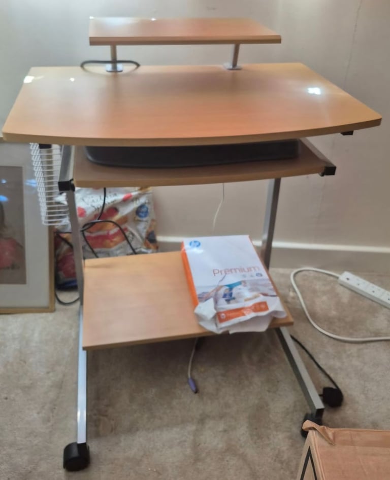 Like New Computer Desk With Shelves And Pull Out Keyboard Shelf.