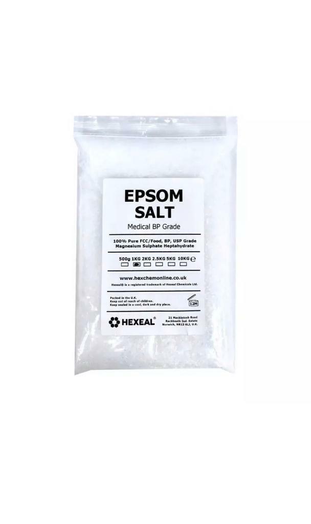1KG EPSOM SALT | Medical BP / Food Grade | Magnesium Sulphate | HEXEAL