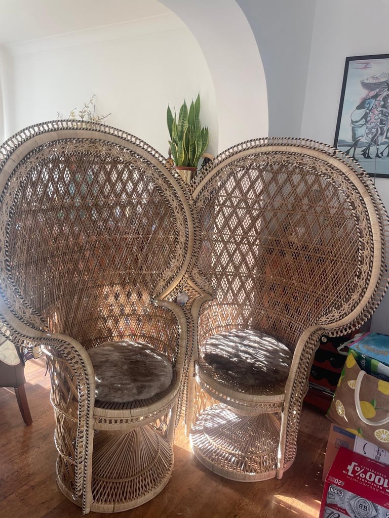 Set of 2 peacock chairs 