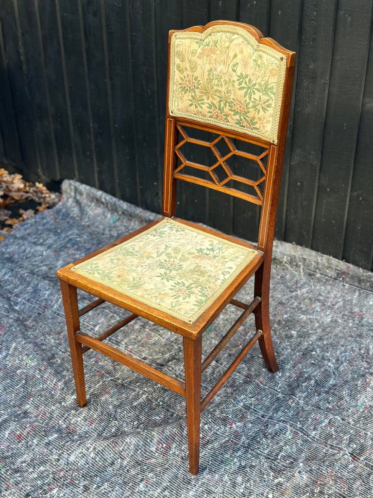 Antique floral wooden chair 