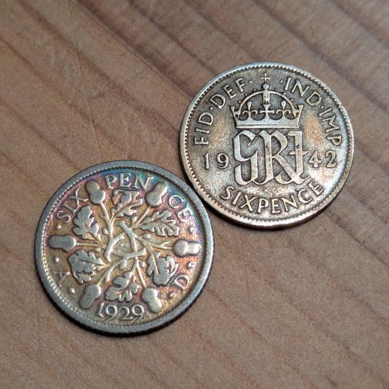 ♥NEW♥ 1929+1942 SILVER Sixpence coins