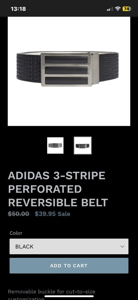 image for Adidas 3 Stripe Navy / Grey Reversible belt