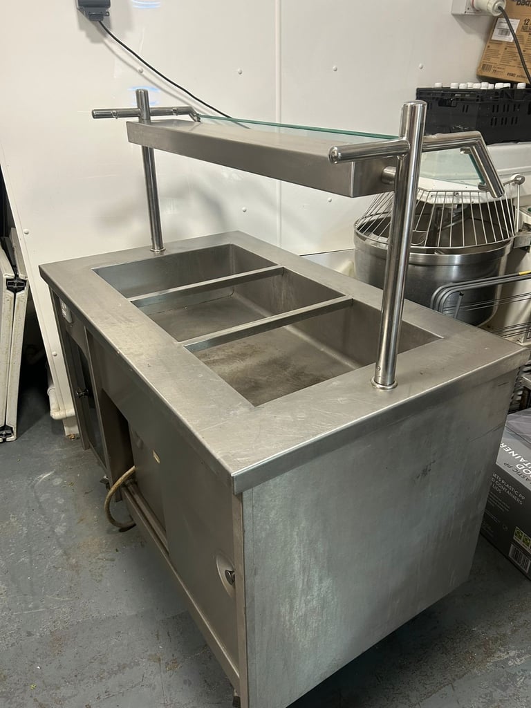 Stainless Steel Hot Cupboard/ 3 Gastro Bains Marie Trolley