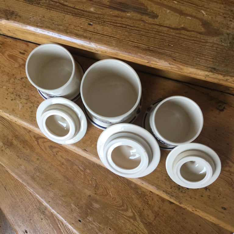TEA AND COFFEE CADDIES AND BISCUIT BARREL