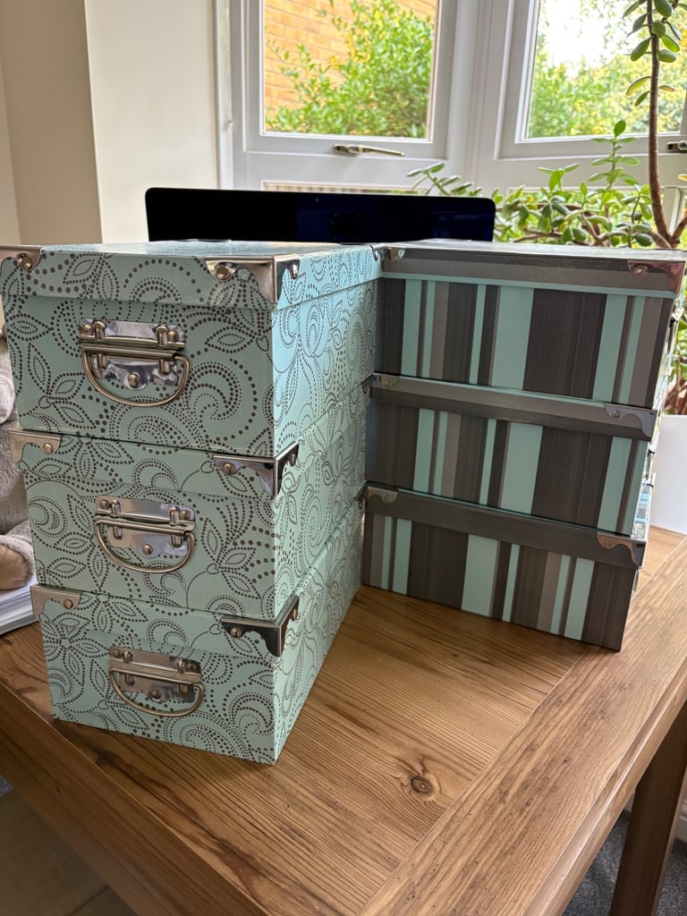 Set of six storage boxes