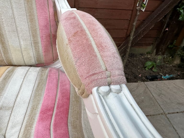 Elegant French Louis XVI Style Fabric Armchair - Great Condition