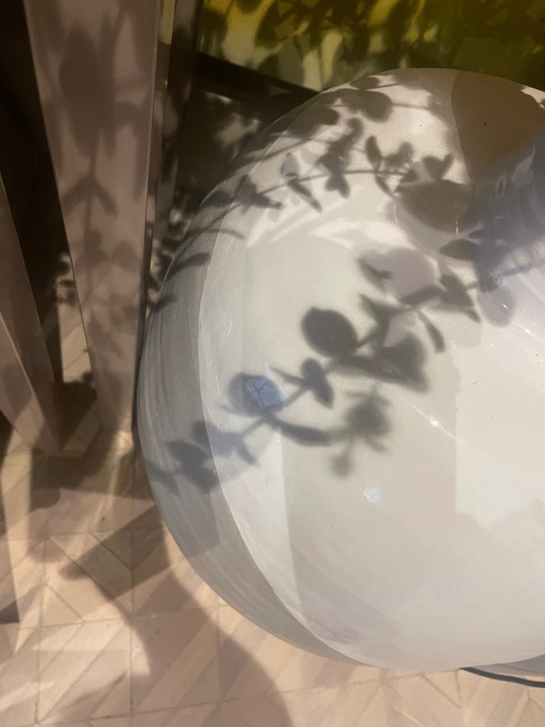 Massive Oversized Decorative Grey & White Wave Ceramic Vase 