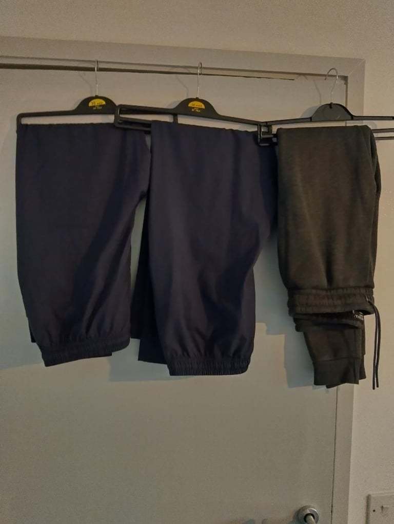 image for 3 pair of as in brand new men track bottoms all sized 36w 30 leg 2 with zip pockets 