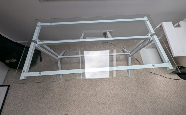 image for Modern Glass Top Desk / Office Table - White