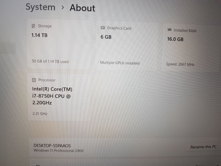 laptop 8th gen acer predator helios 300 ph315-51 windows 11 processor intel core i7-
