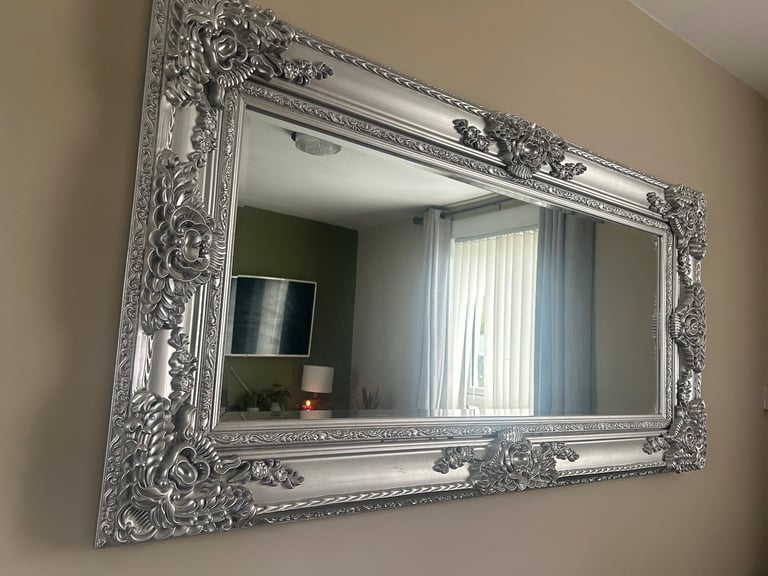 image for Large silver ornate mirror