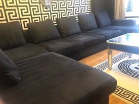 Black u shape suede 25ft sofa