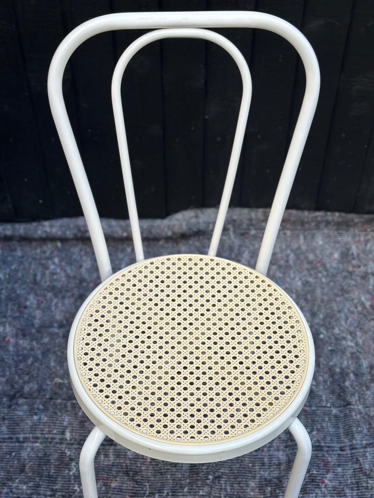 Metal Bistro Style Chair With Lattice Style Seat