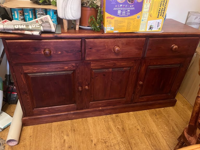 image for Solid wooden sideboard with 3 draws and 3 cupboards