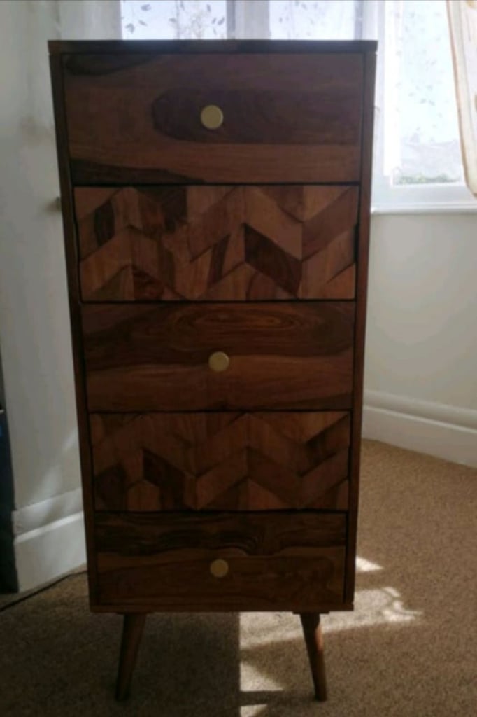 Taj Sheesham Wood Honeycomb Design Tall Boy