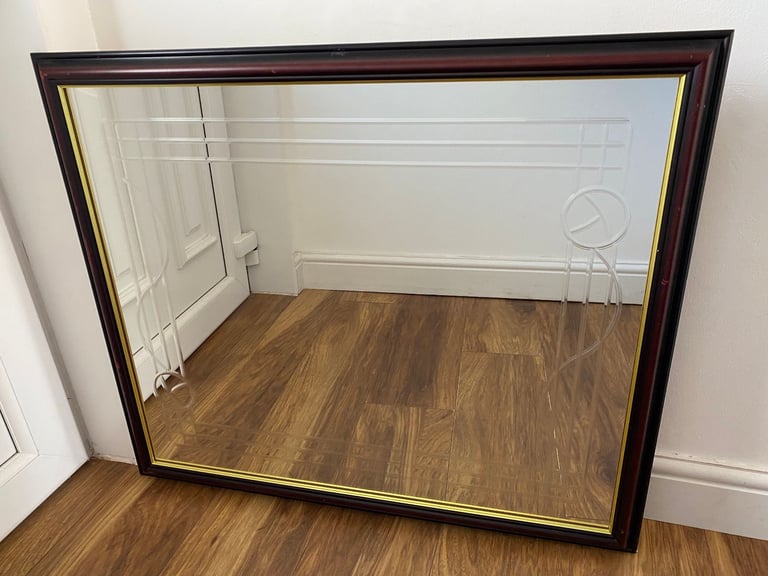 image for Large heavy etched rectangular mirror with Art Nouveau / Charles Rennie Mackintosh style design