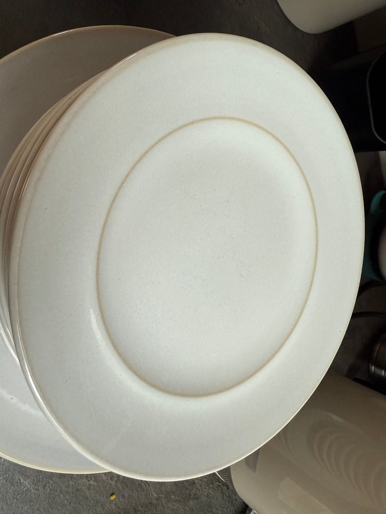 7 place (+extra) Dunelm Alvaro White stoneware dinnerware Set - dinner & side plates / bowls
