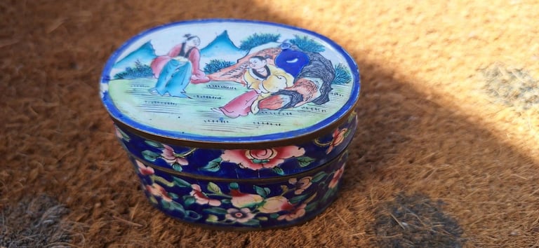 image for Antique Japanese Cloisonne Fire Glazed Enamel Pot