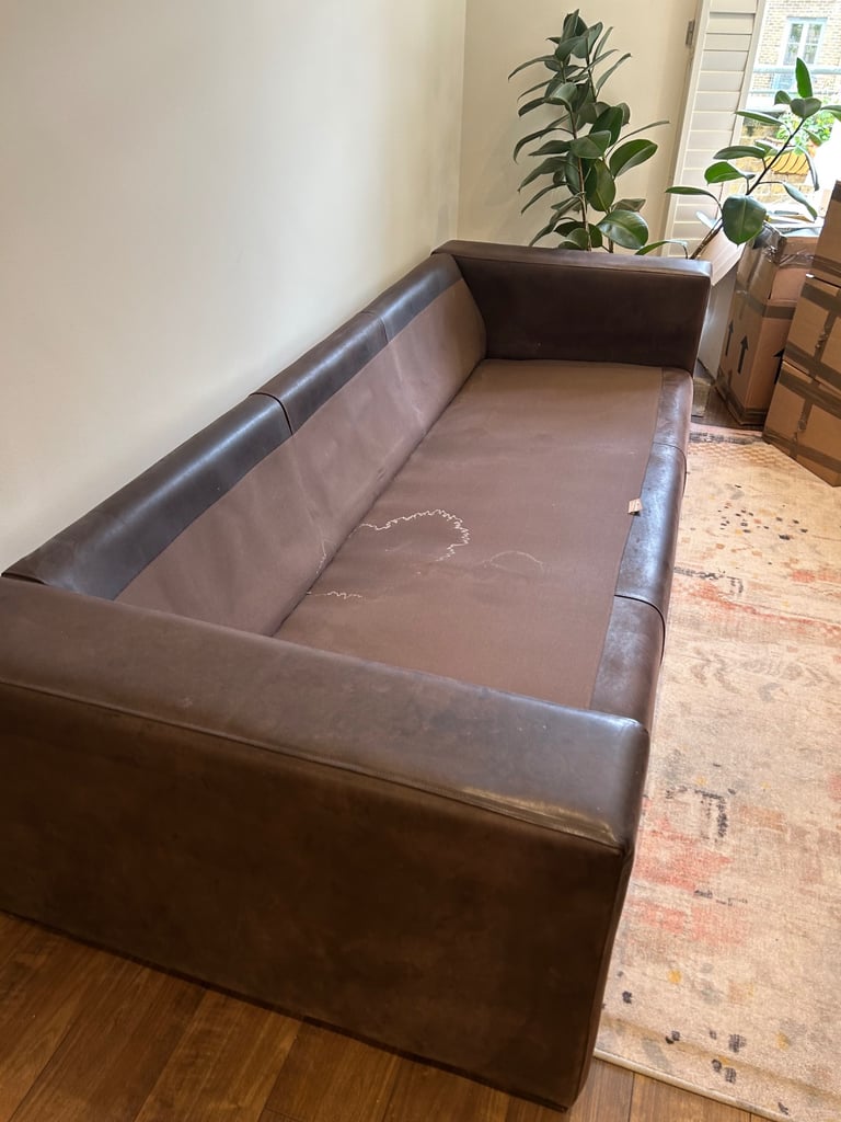Large Brown Leather Raft ‘Manhatten’ Sofa