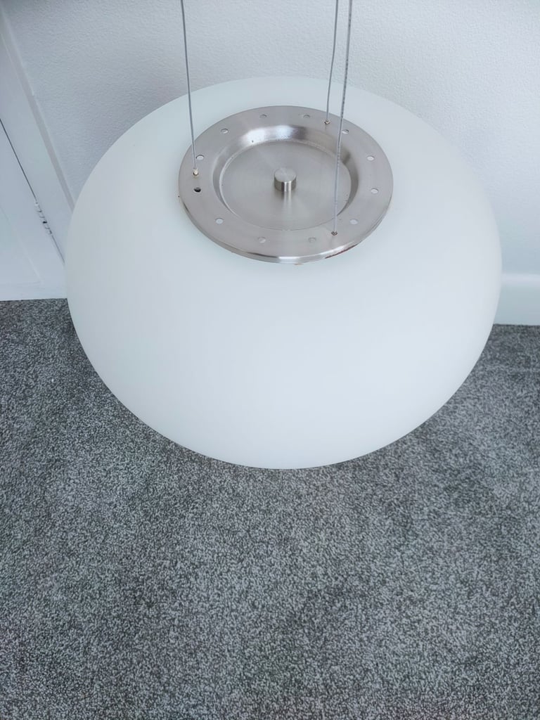 Large Opal White Glass Globe Pendant Light