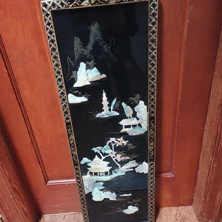 Chinese framed hanging picture with ivory