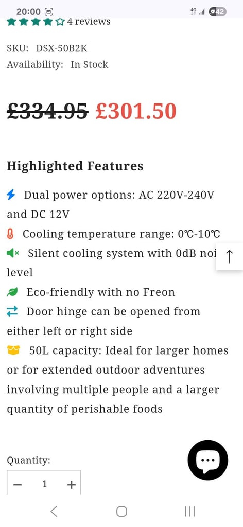 SMAD 50l 12v 240v camper fridge