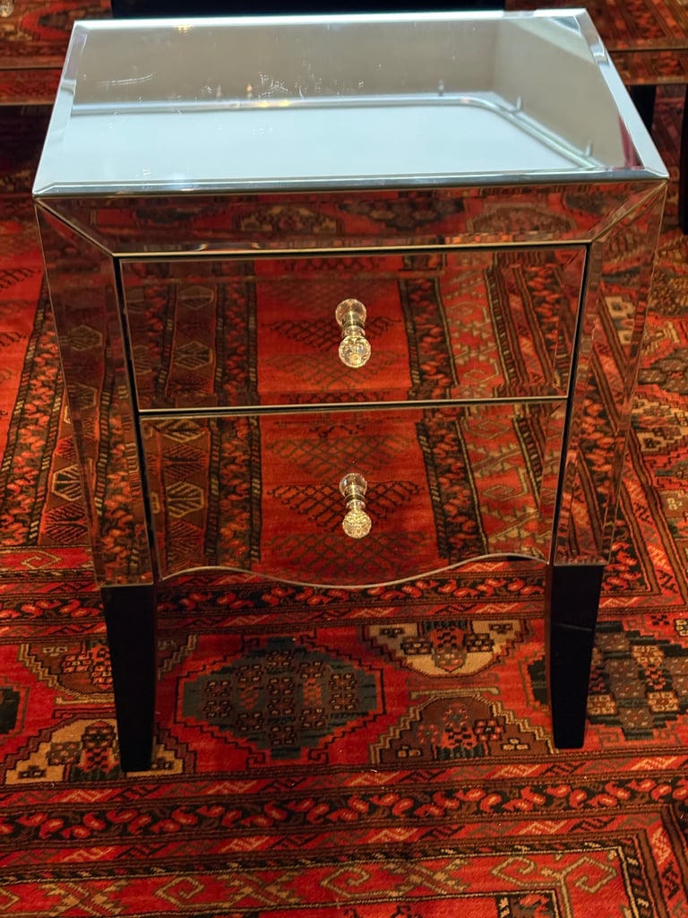 Next mirrored glass bedside chest of drawers table Bedroom furniture 