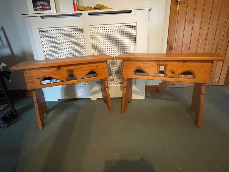 Two Pine Bedside Tables/Stools.