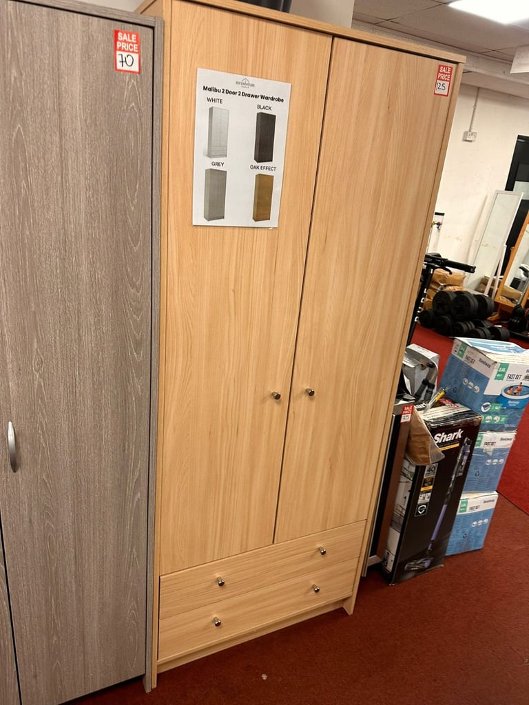 image for Malibu 2 Door 2 Drawer Wardrobe - Beech Effect