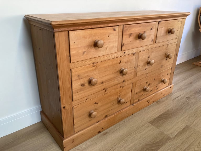 Large solid pine chest of drawers