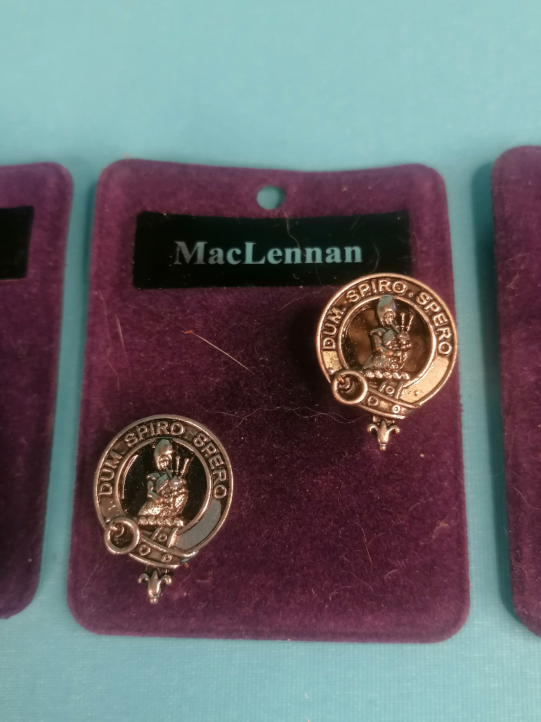 2x Buchanan scottish items kilt keyrings and  1x MacLennan.