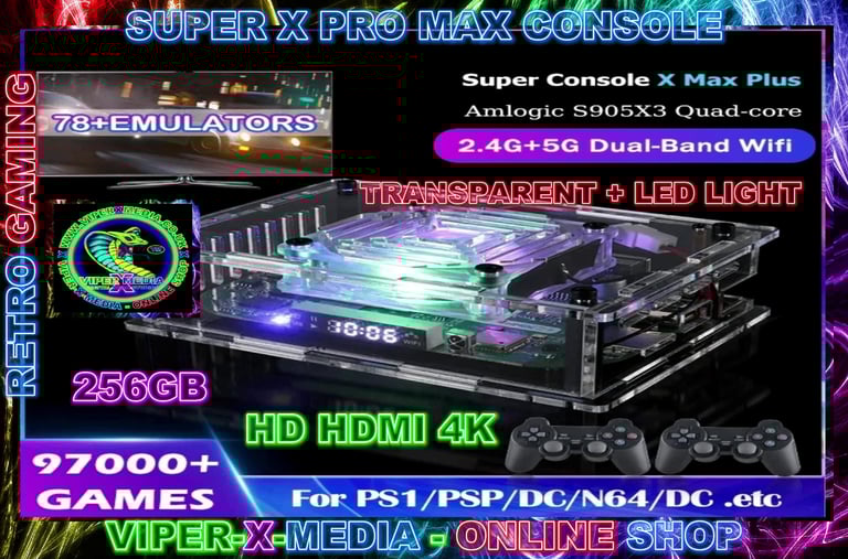 SUPER CONSOLE X PRO MAX HDMI 8K - ANDROID GAMING SYSTEM + TV BOX (256GB)