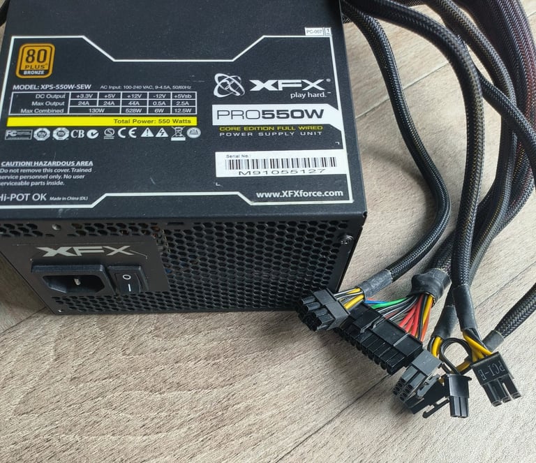 XFX Pro 550W Core Edition 80 Plus Bronze Atx Psu Power Supply Fully Wired Edition 
