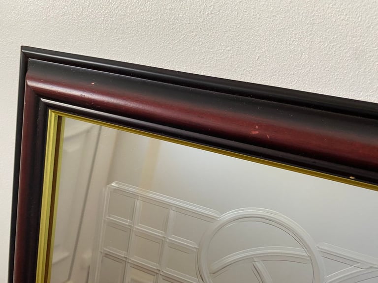 Large heavy etched rectangular mirror with Art Nouveau / Charles Rennie Mackintosh style design