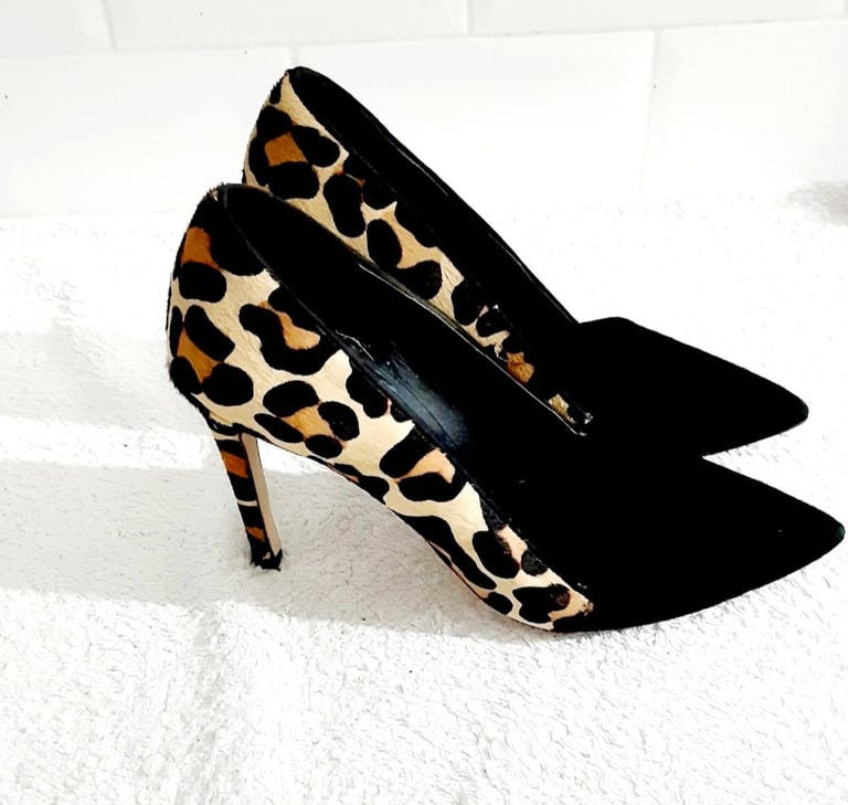 Dune London Analise Women's High Heel Leopard Peony Pumps Shoes Boxed, Spare Heels 5/38