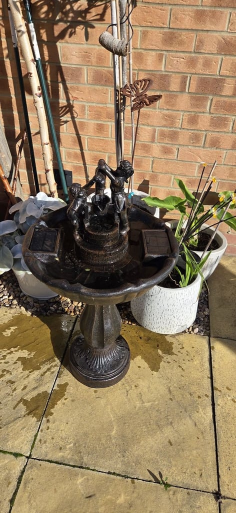 Bronze effect solar garden water fountain 