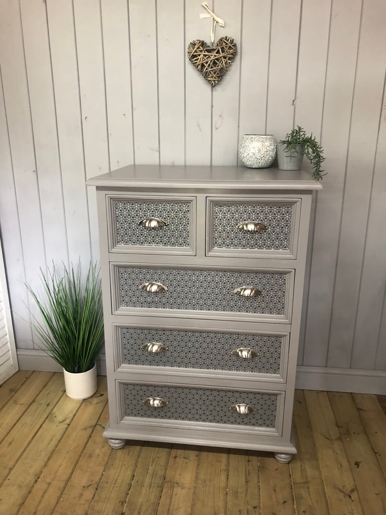 Refurbished chest of drawers with decoupage 