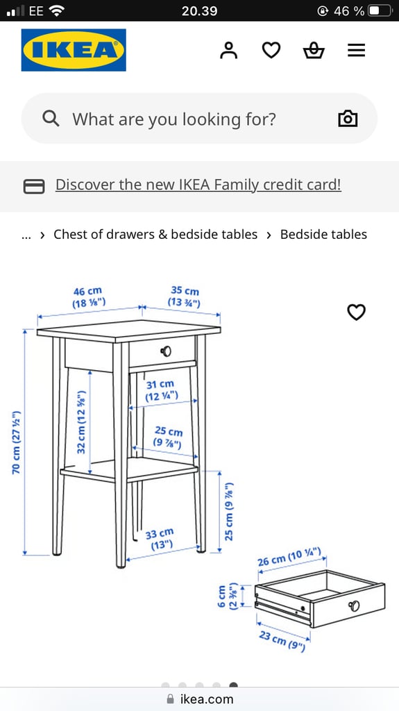 IKEA Hemnes bedside table
