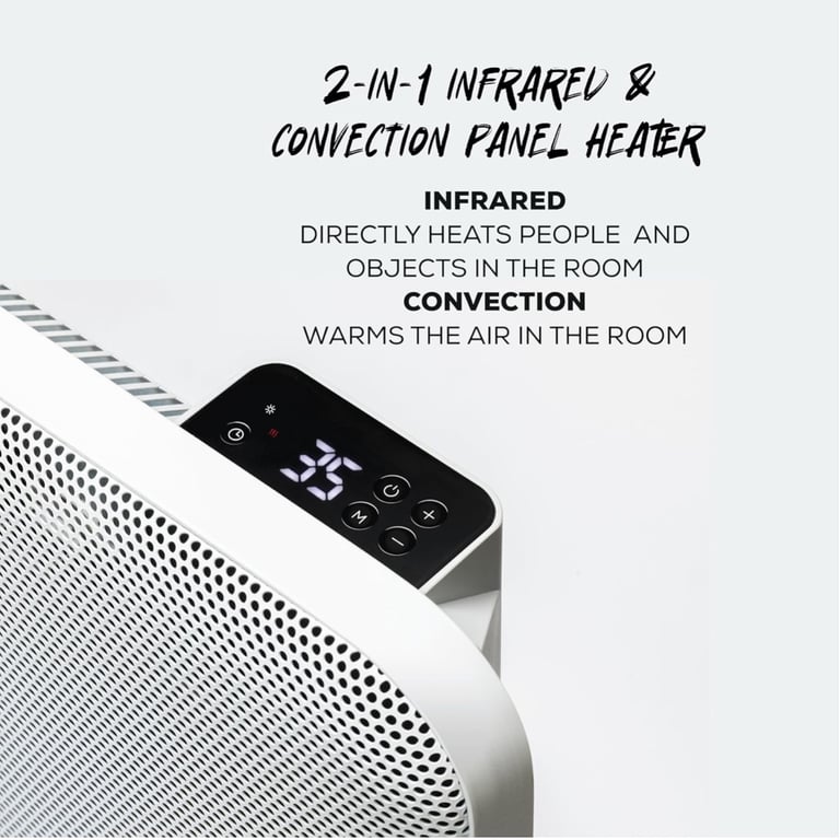 TCP 2000W 2-in-1 Convection and Infrared Panel Heater White, Fast