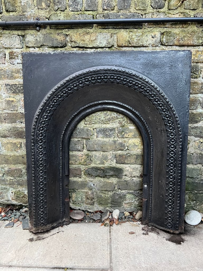 Victorian original cast iron fireplace insert + accessories