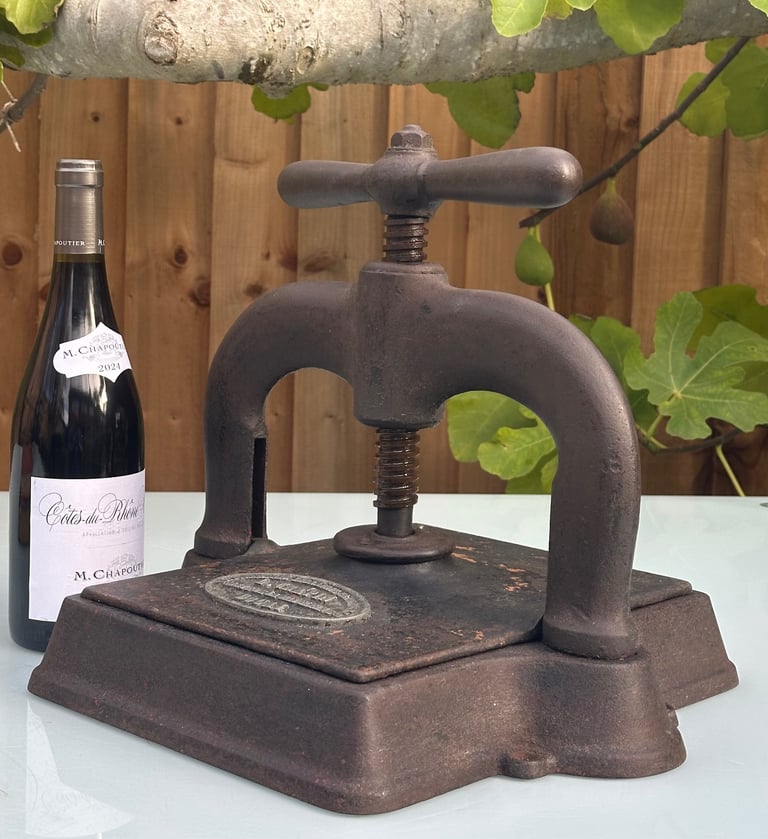 ANTIQUE FRENCH CAST IRON BOOK PRESS, NOTAIRE COPY BINDING PRESS - L CREPIN DOUAI, 1900s - WILL POST!