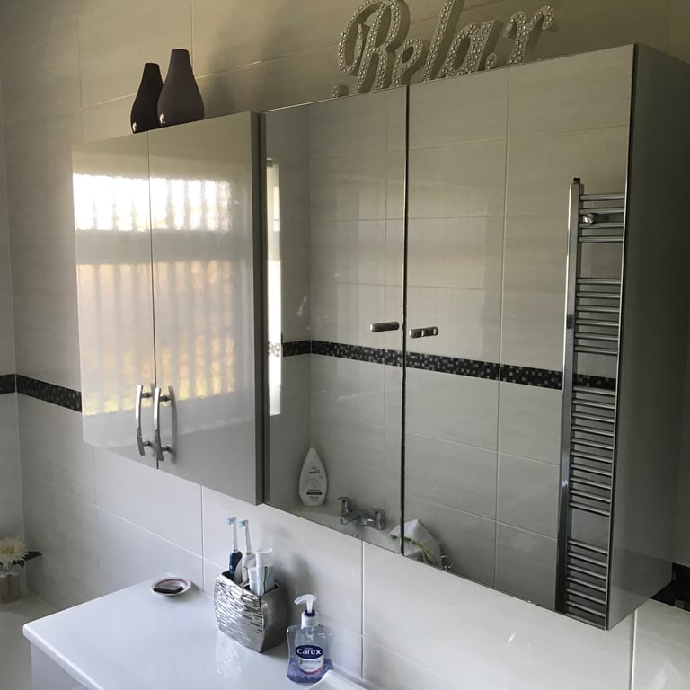 Bathroom cabinets, shower etc.
