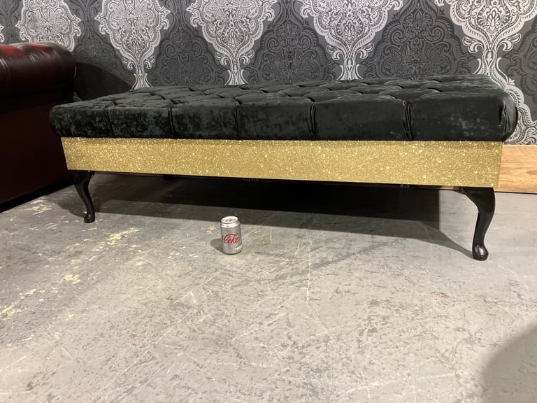 HUGE Immaculate Queen Anne Buffet Footstool Black and Gold - Delivery
