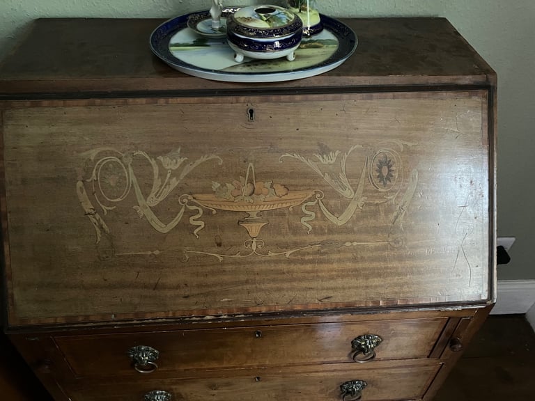 Vintage Small Edwardian inlaid bureau 
