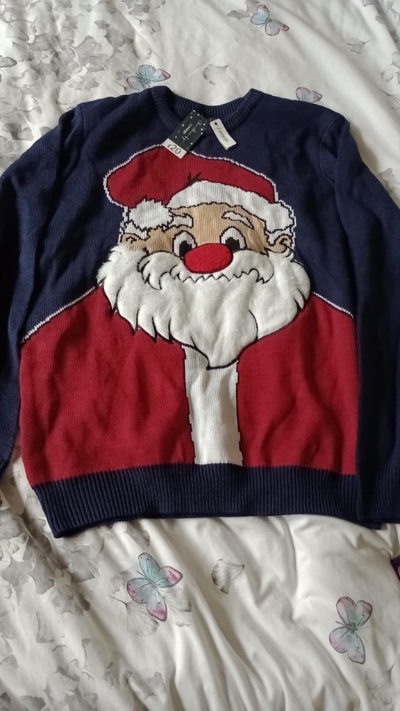 image for new Christmas jumper Santa George size large