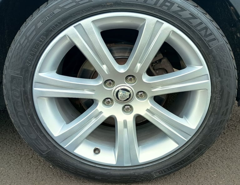 18" JAGUAR XK COUPE ALLOYS 5x108 8.5J/9.5J SPLIT WIDTH WHEELS EXCELLENT TYRES XF XE XJ